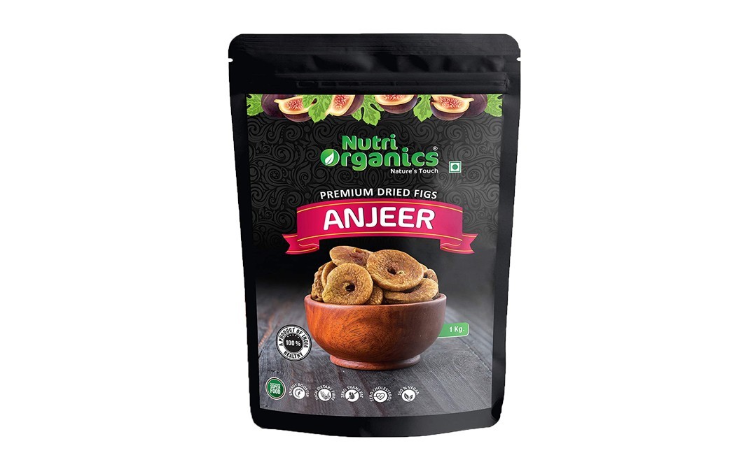 Nutri Organics Premium Dried Figs Anjeer   Pack  1 kilogram